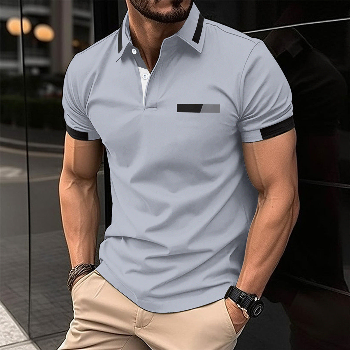 Oliver – Polo pour homme avec poche poitrine et boutons