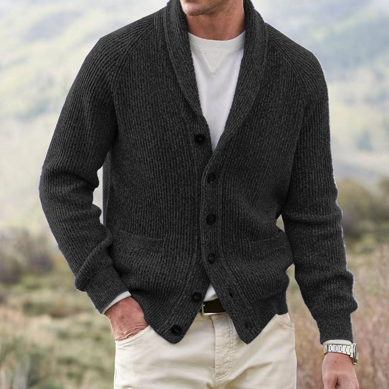 Neil – Cardigan Homme à Plusieurs Boutons en Tissu Épais