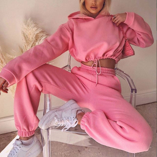 Holly – Ensemble de jogging deux pièces avec hoodie sexy et manches longues