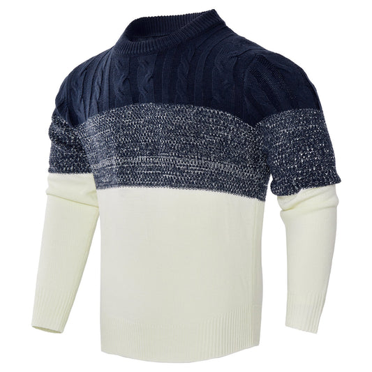 Ashley – Lässiger Farbblock Langarm Pullover mit Kabelstrick