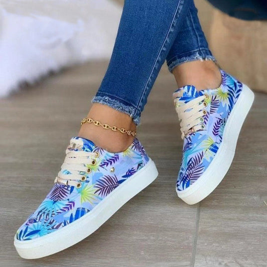 Caroline – Chaussures en Lin pour Femmes avec Imprimé Feuilles