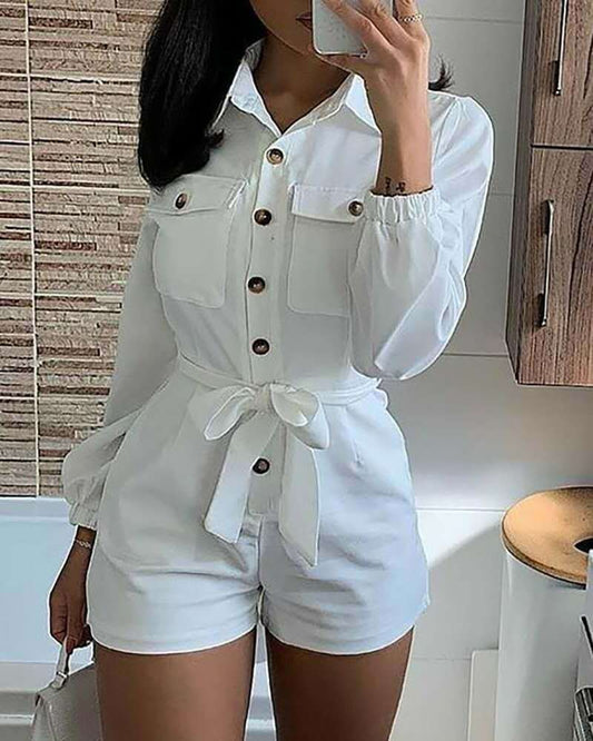 Imogen – Jumpsuit Décontracté pour Femmes en Tissu Blanc