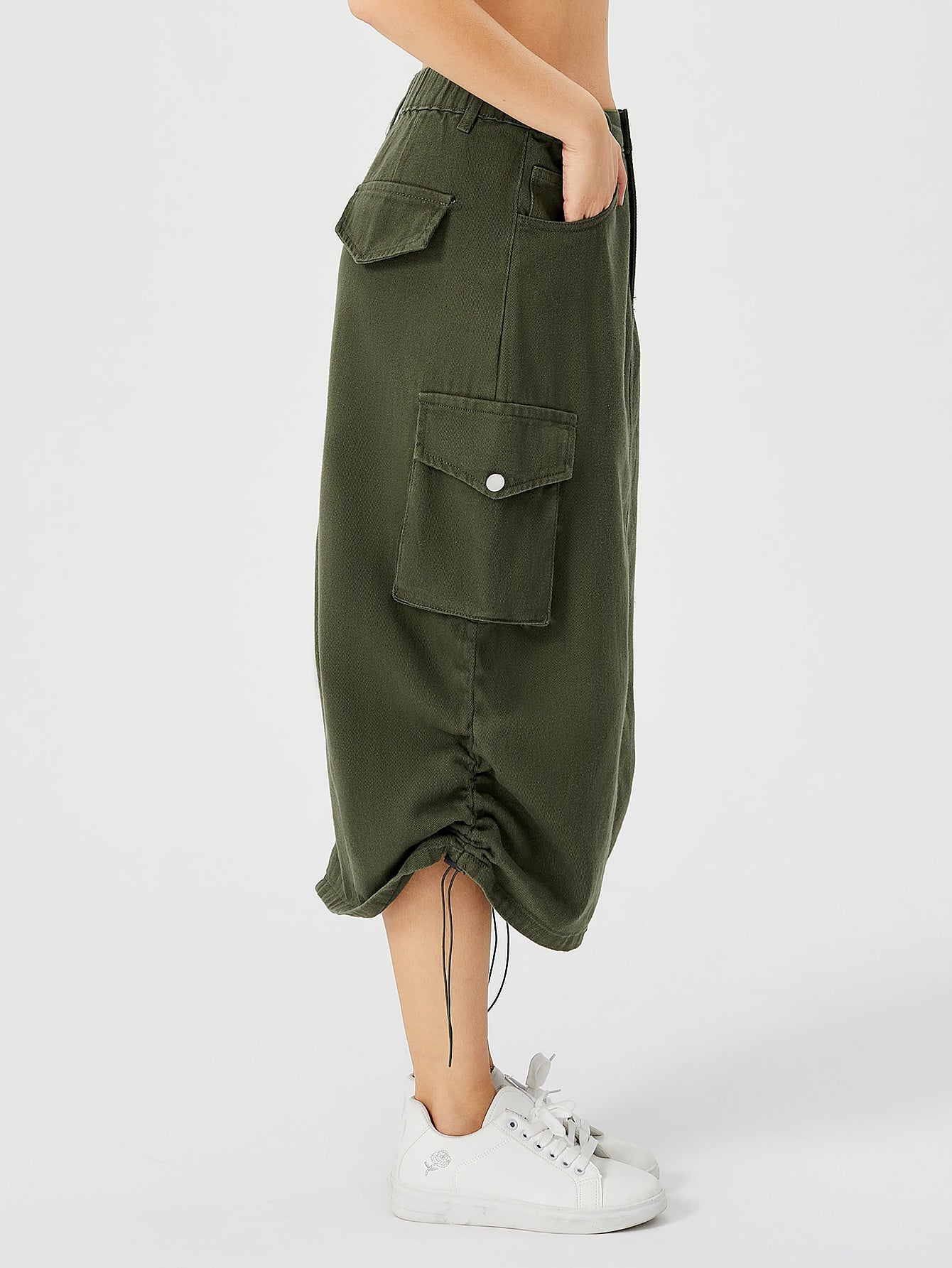 Victoria – Jupe Cargo Longue pour Femme avec Taille Haute et Fente Frontale