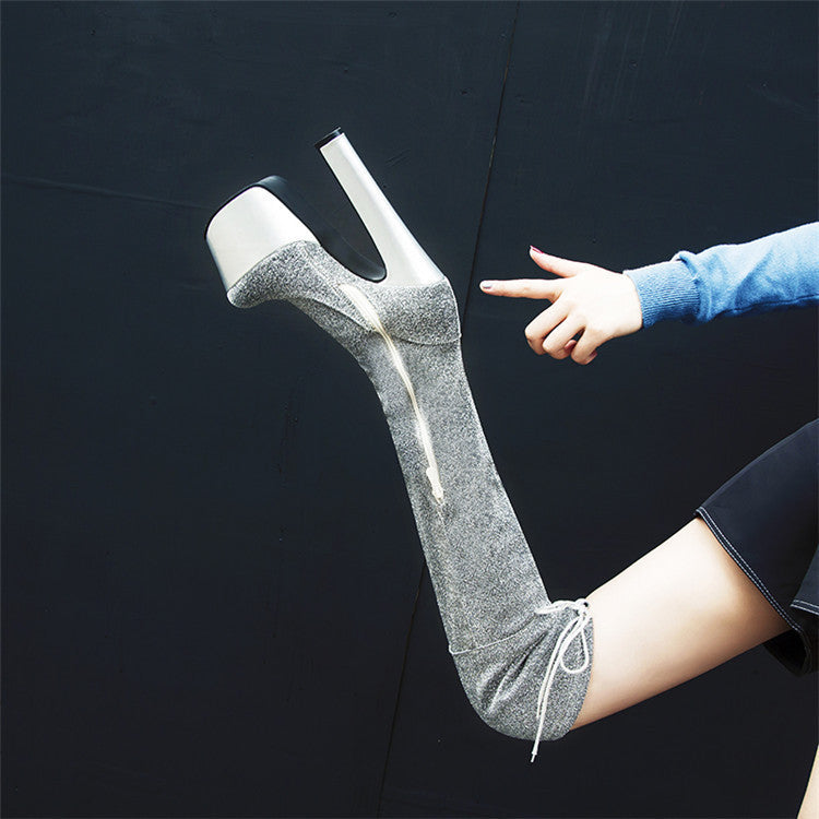 Anna – Bottines Sexy à Paillettes et Plateforme