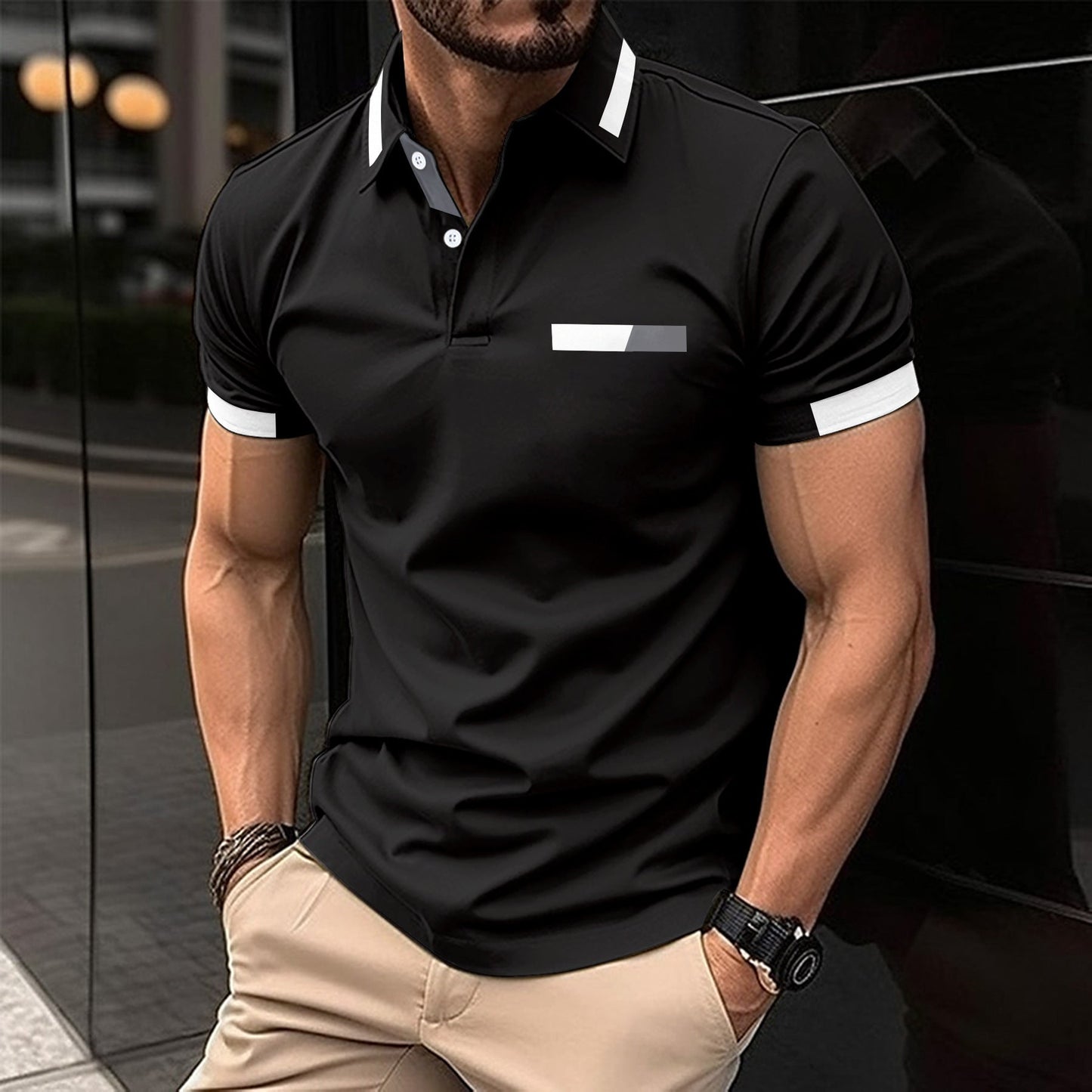 Oliver – Polo pour homme avec poche poitrine et boutons