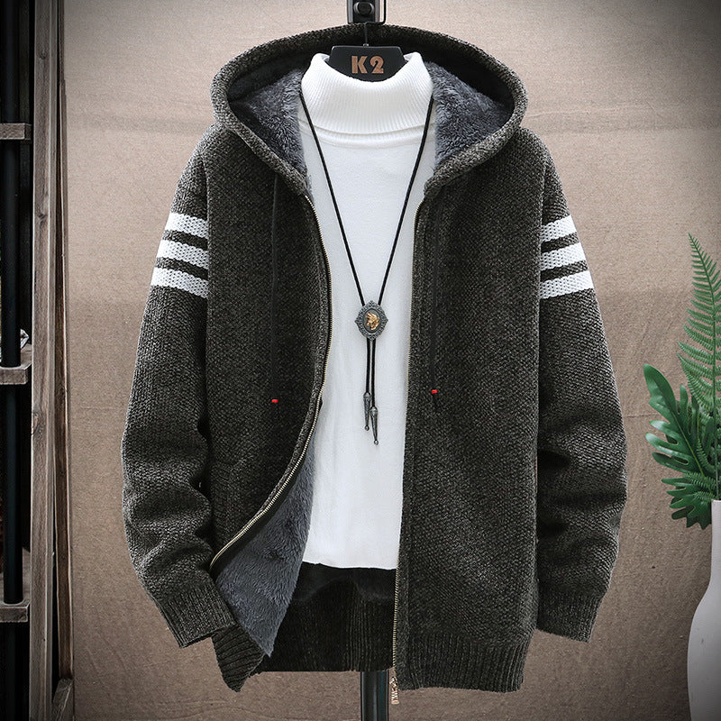 Leslie – Cardigan à Capuche en Velours Épais Taille Plus