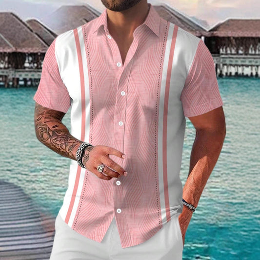Derek – Chemise Géométrique Décontractée à Manches Courtes pour Hommes