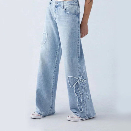 Jane – Pantalon droit pour femme avec papillons brodés