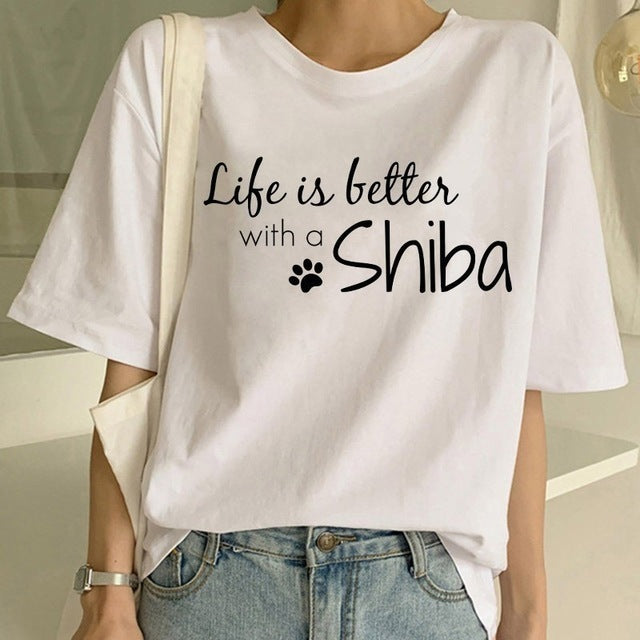 Sophie – T-shirt Femme Shiba Inu à Col Rond