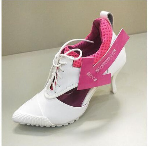 Laura – Chaussures à lacets blanches avec talons hauts sportifs