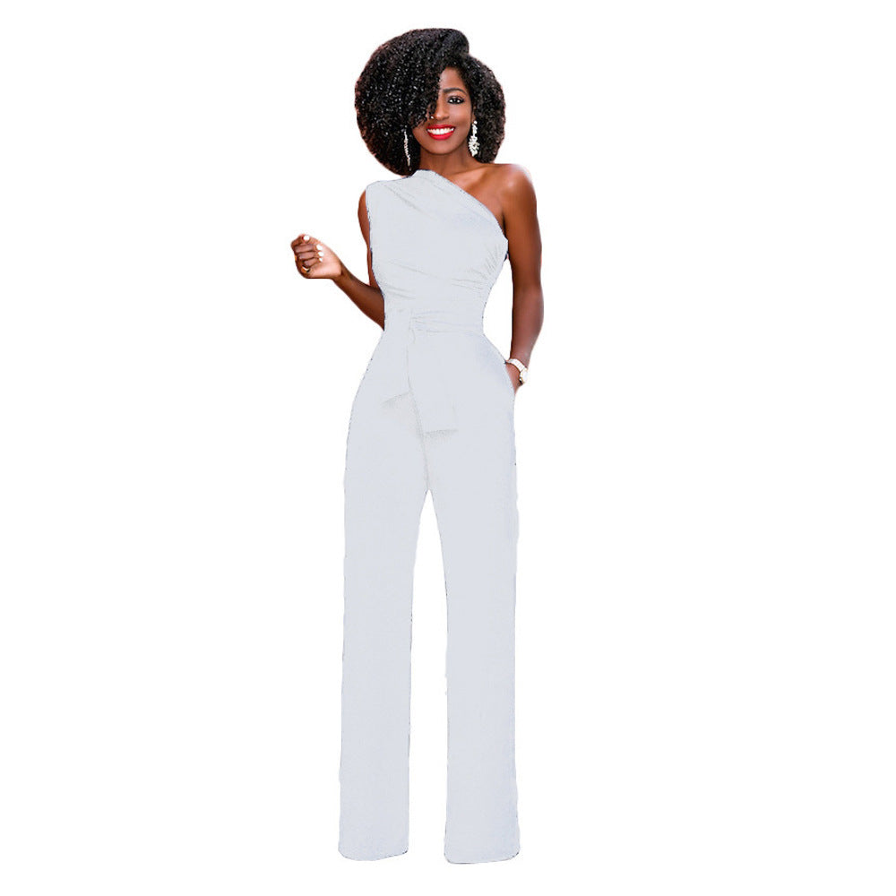 Jean – Élégant Combinaison Femme avec Col Asymétrique