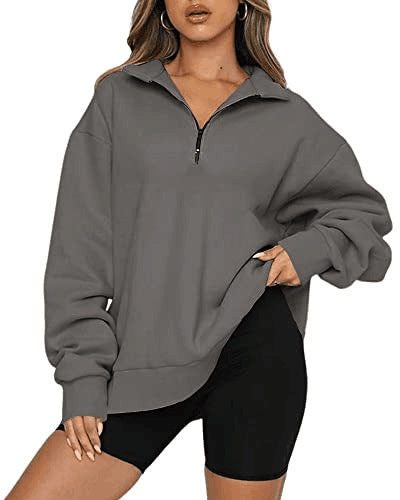 Dawn – Sweat-shirt femme avec zip et col rabattu