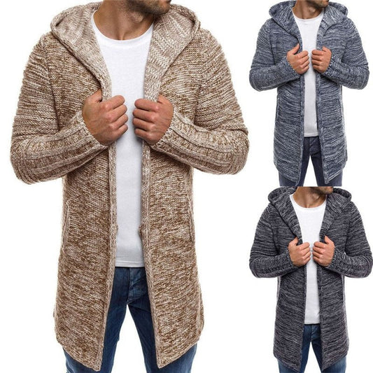 Ian – Long Trench Cardigan pour Homme avec Capuche pour l'Hiver