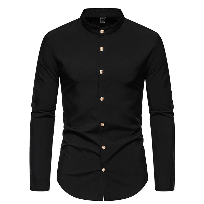 Percy – Chemise de soirée unie pour homme avec boutons en métal