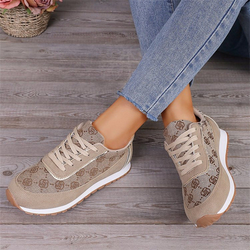 Diana – Baskets à Lacets Motif Fleuri Léger Respirant Femme