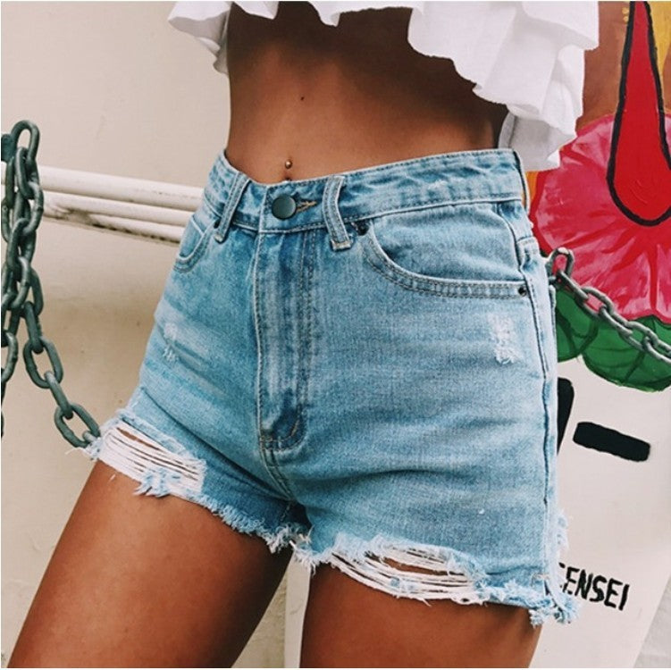 Tracy – Shorts en Jean Rétro pour Femmes avec Déchirures