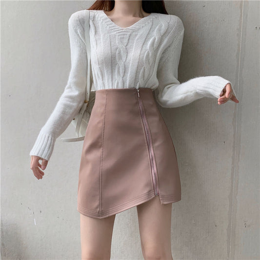 Katie – Jupe en cuir vegan à taille haute