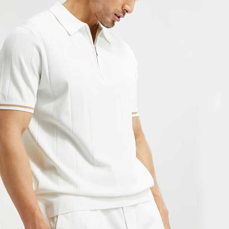 Rory – Polo à manches courtes avec fermeture éclair pour homme