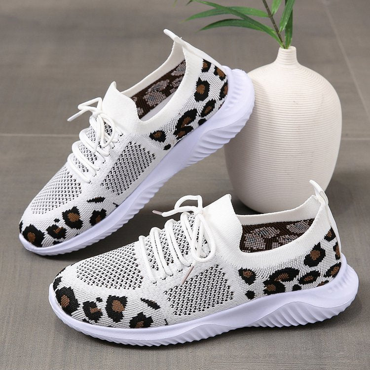 Sandra – Sneakers à Lacets Motif Léopard pour Femmes