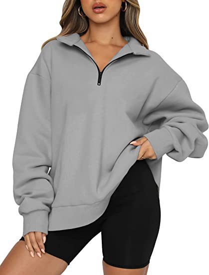 Dawn – Sweat-shirt femme avec zip et col rabattu