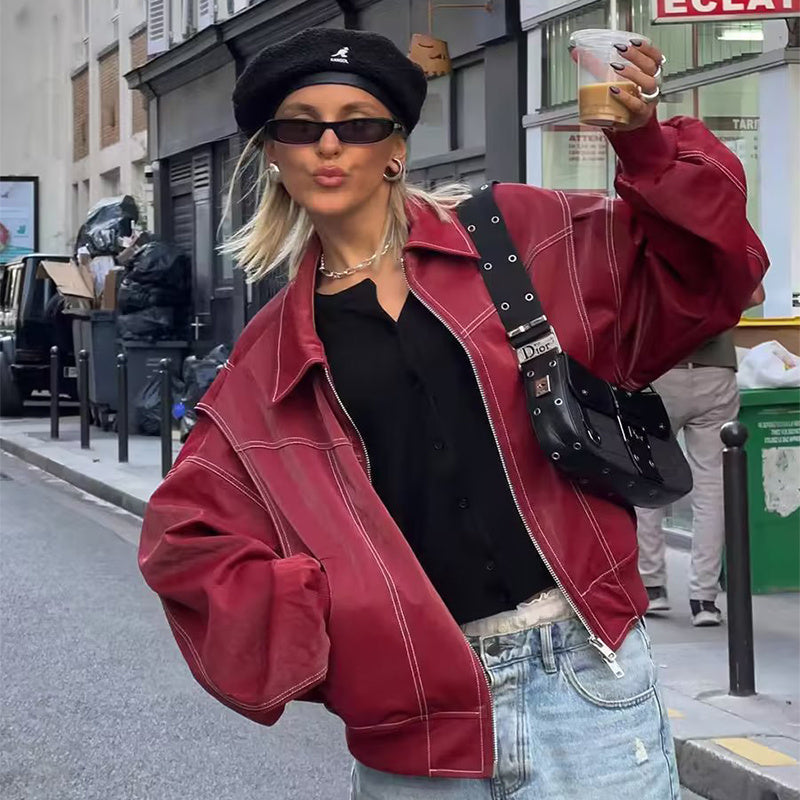 Heather – Veste Décontractée pour Femme avec Revers et Fermeture Éclair