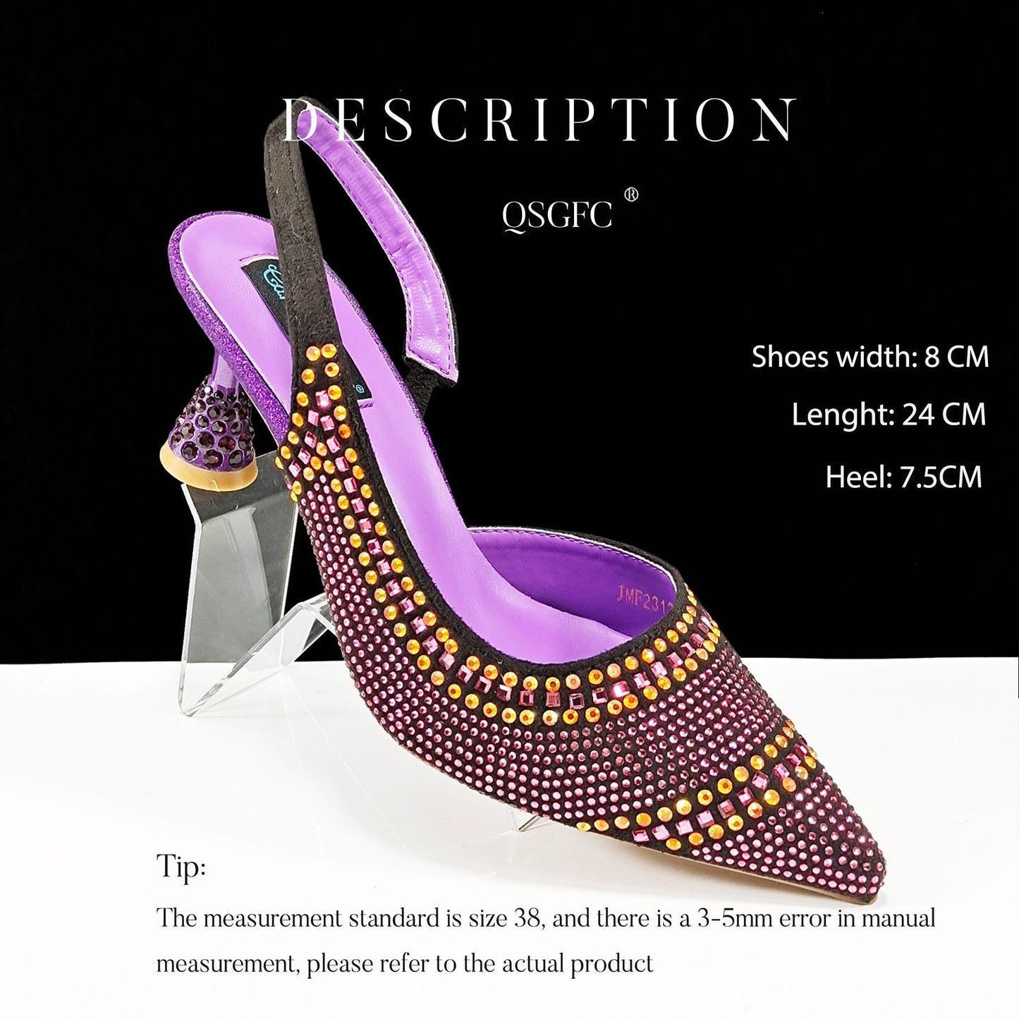 Andrea – Talons hauts à rayures avec strass