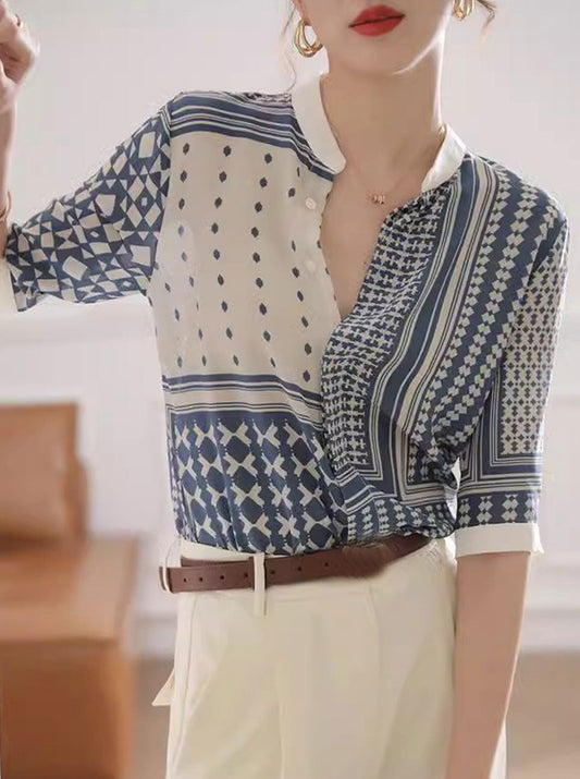 Sarah – Chemise Rayée Rétro à Carreaux