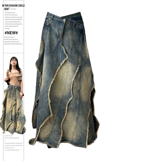 Margaret – Jupe Longue en Denim Structurée Rétro