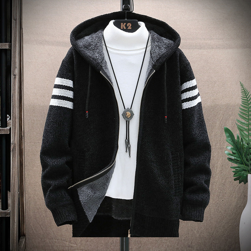Leslie – Cardigan à Capuche en Velours Épais Taille Plus