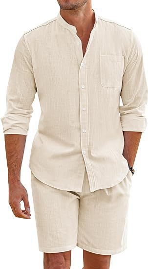 Marcus – Ensemble d'Été en Polyester avec Chemise à Manches Longues et Shorts
