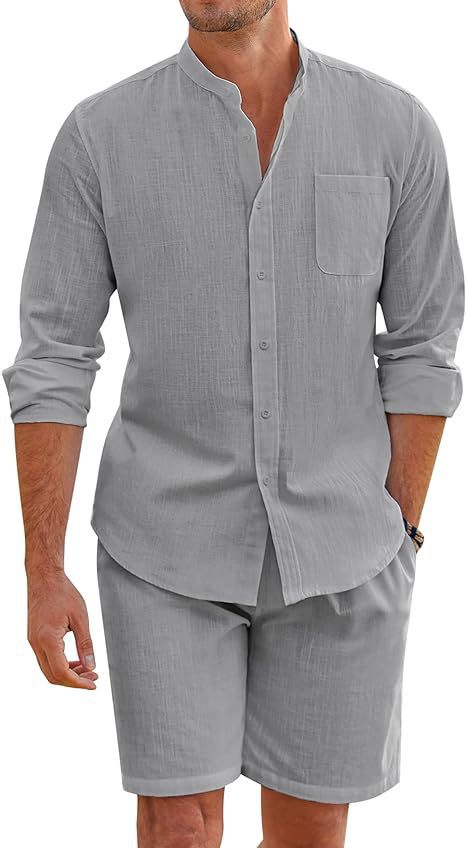 Marcus – Ensemble d'Été en Polyester avec Chemise à Manches Longues et Shorts