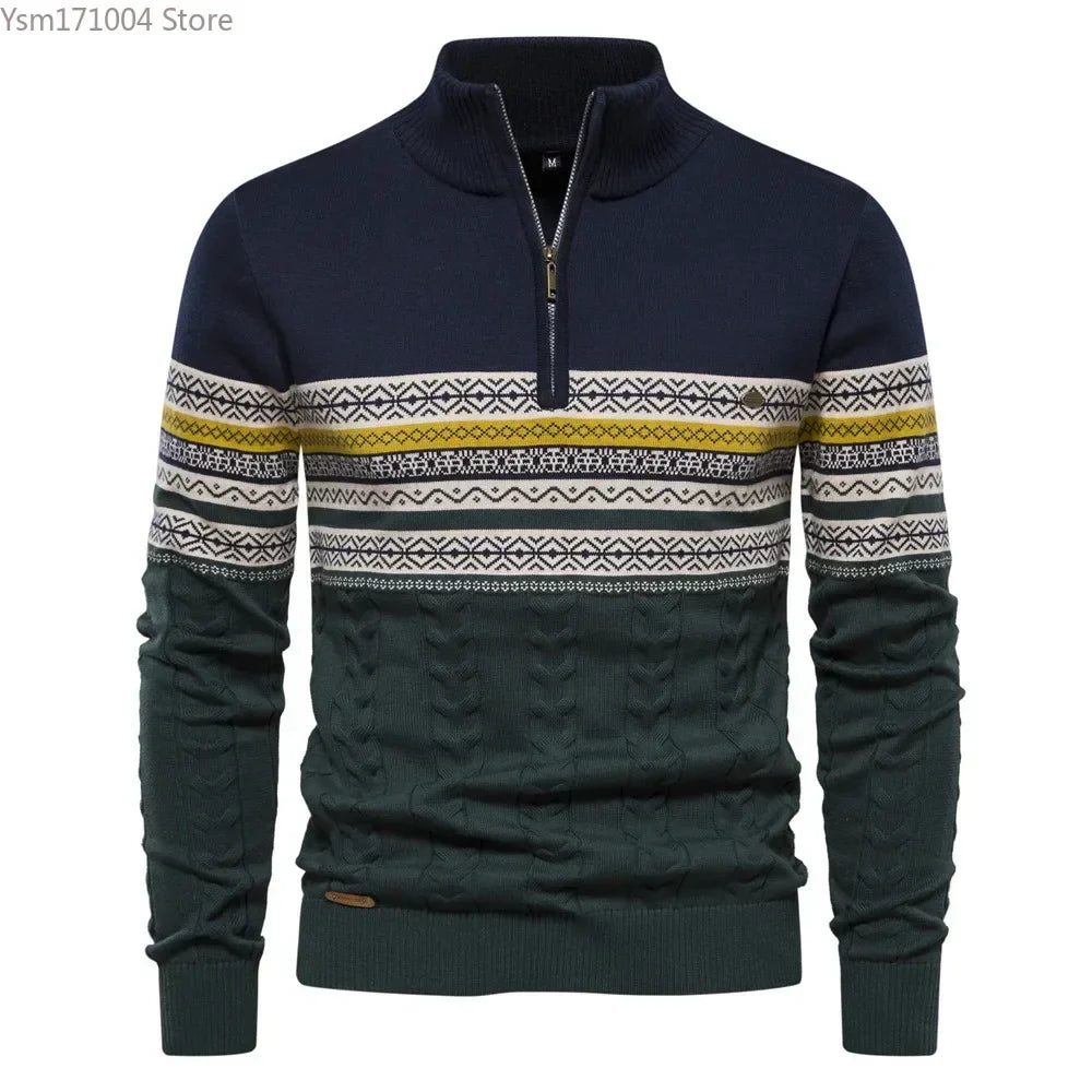 Ian – Pull à Col Haut Rayé pour Homme