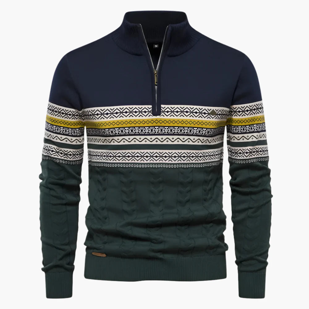 Ian – Pull à Col Haut Rayé pour Homme