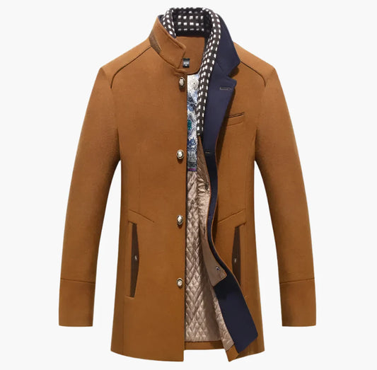 Lydia – Manteau Élégant en Laine Mélangée avec Col Contrasté