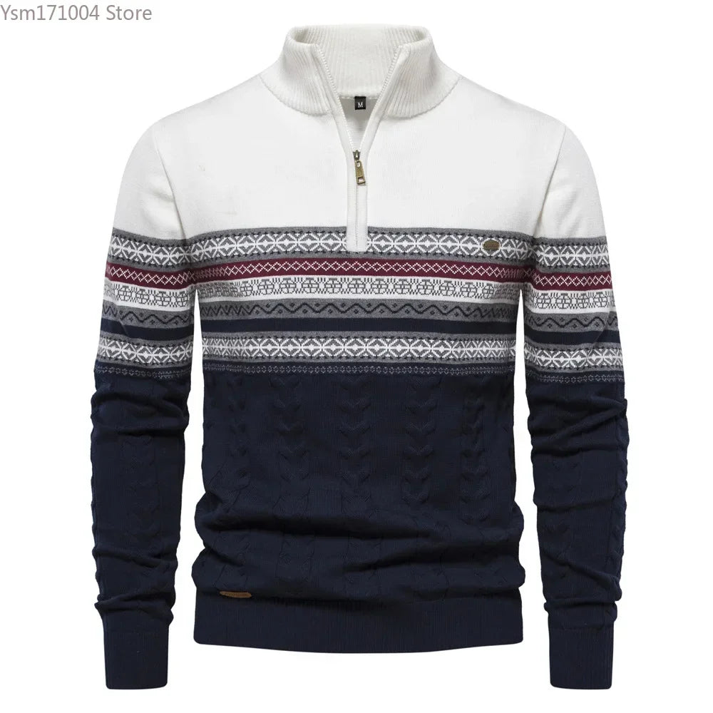 Ian – Pull à Col Haut Rayé pour Homme
