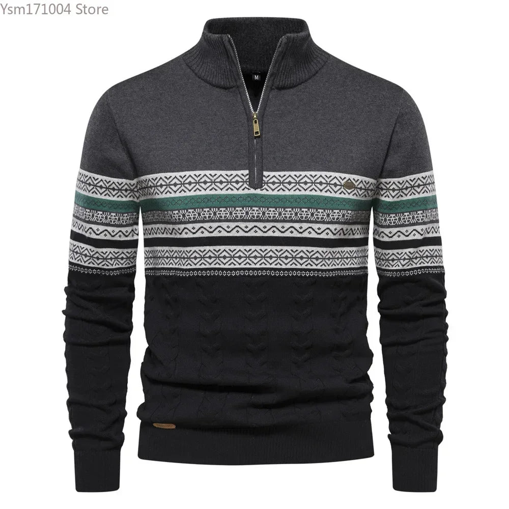 Ian – Pull à Col Haut Rayé pour Homme
