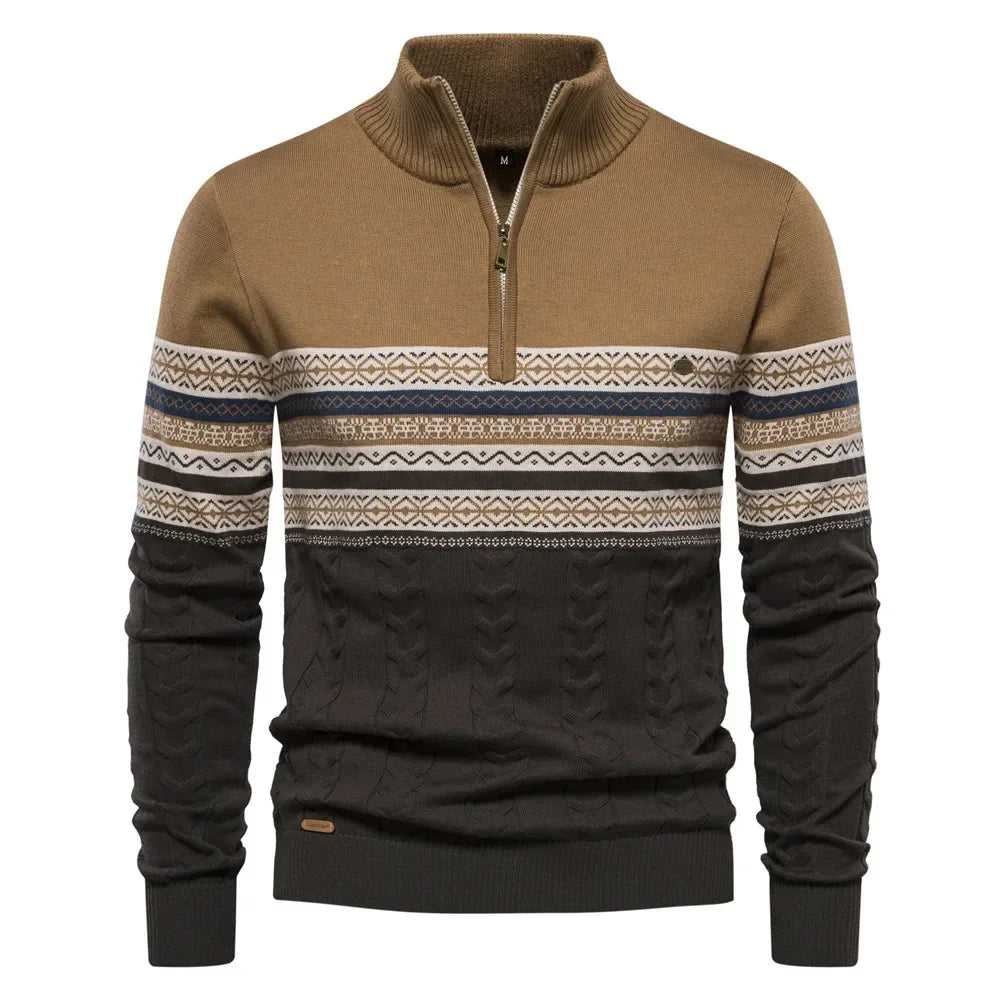 Ian – Pull à Col Haut Rayé pour Homme