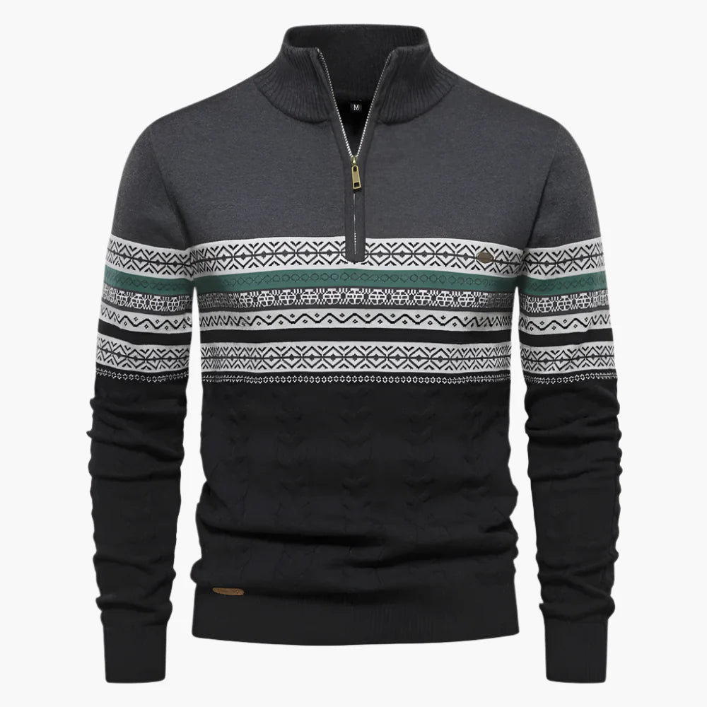 Ian – Pull à Col Haut Rayé pour Homme