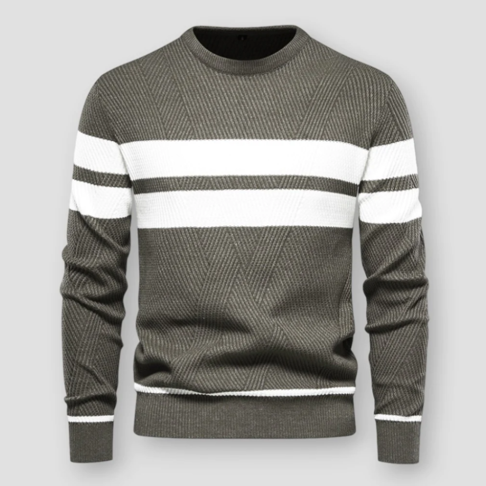 Gabriel – Pull Rayé Tricoté en Cuir Vegan