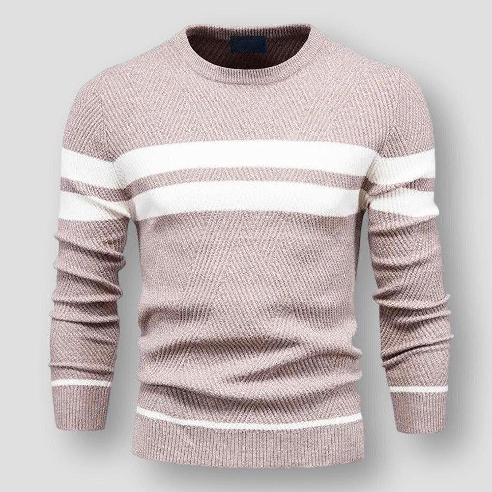 Gabriel – Pull Rayé Tricoté en Cuir Vegan