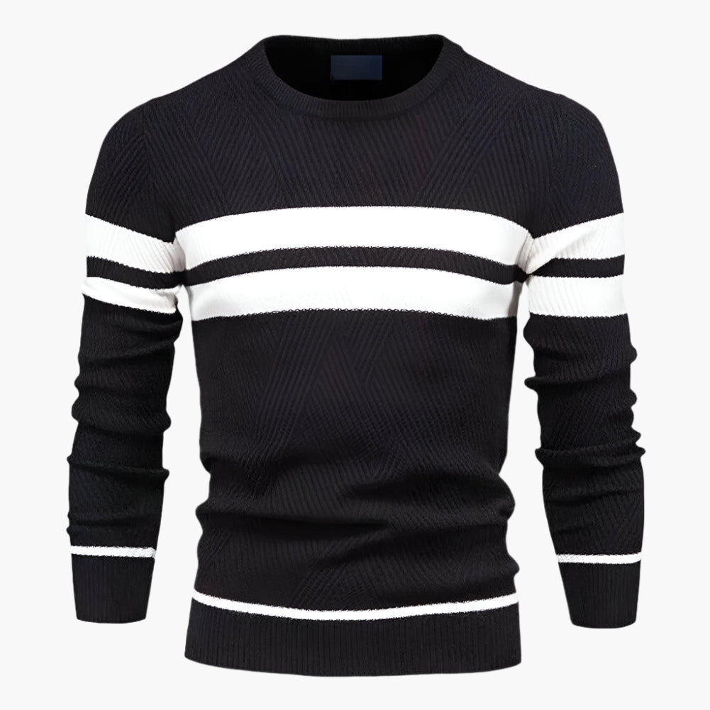 Gabriel – Pull Rayé Tricoté en Cuir Vegan