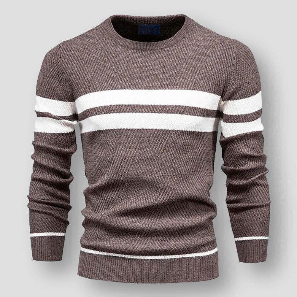 Gabriel – Pull Rayé Tricoté en Cuir Vegan