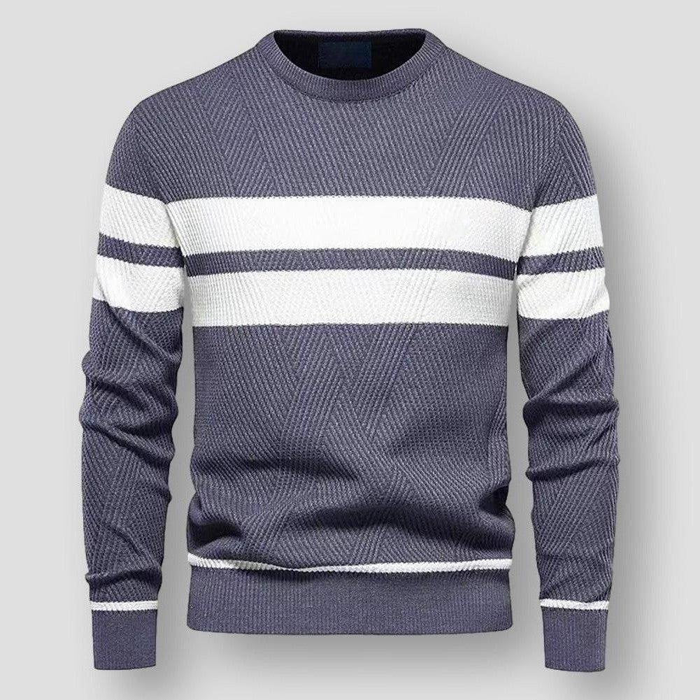 Gabriel – Pull Rayé Tricoté en Cuir Vegan