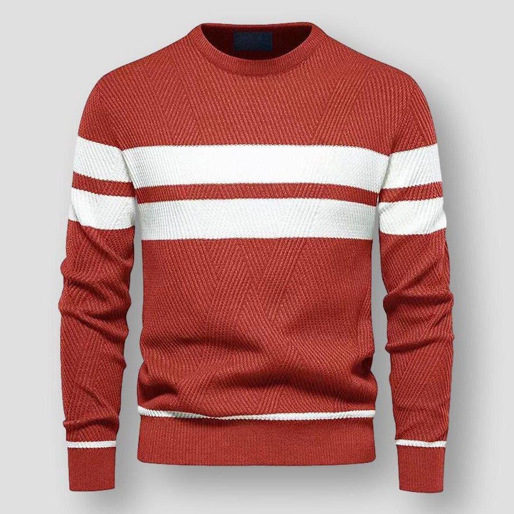 Gabriel – Pull Rayé Tricoté en Cuir Vegan