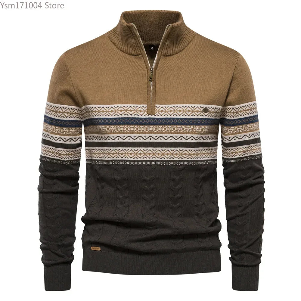 Ian – Pull à Col Haut Rayé pour Homme