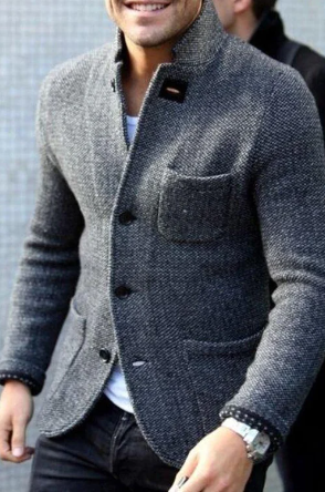 Andrew – Cardigan rétro gris pour hommes