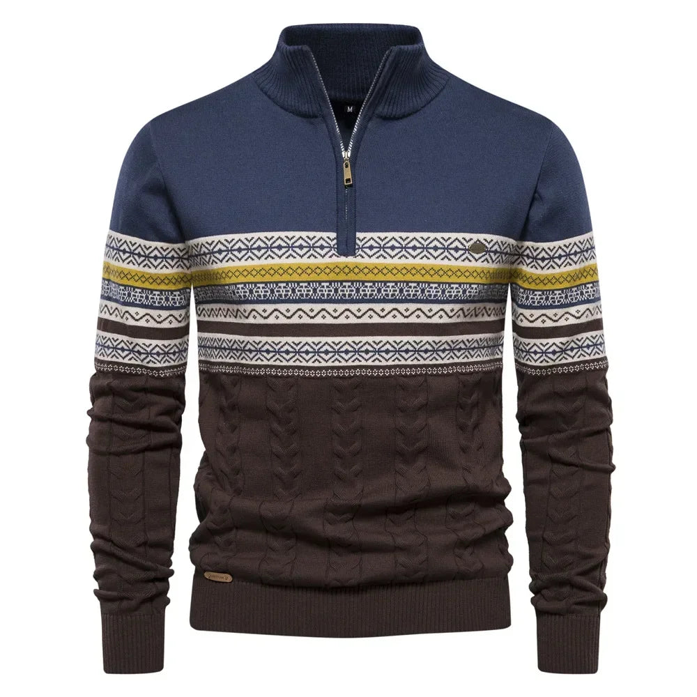 Ian – Pull à Col Haut Rayé pour Homme