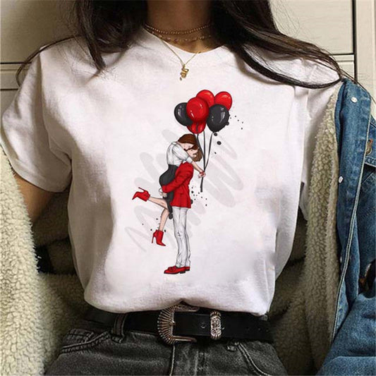 Leanne – T-Shirt Créatif à Motif Ballon en Noir