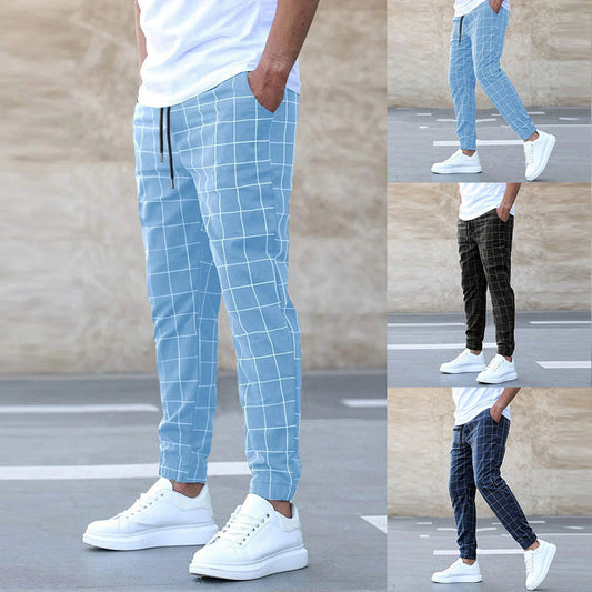 William – Pantalon Décontracté à Carreaux pour Homme avec Cordon