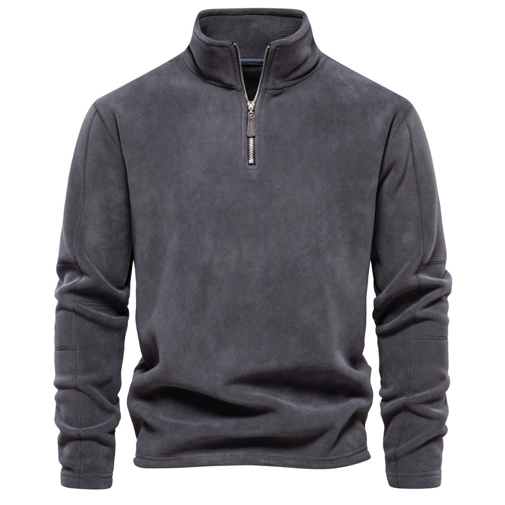 Edward – Stehkragen Zip Sweatshirt mit Fleece, lässiger Pullover